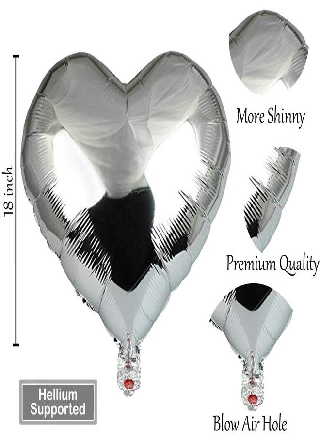AMFIN® (Pack of 10) 18 Inch Silver Heart Shaped Balloons/Heart shape balloons for decoration - Silver - Image 3